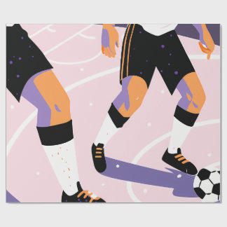 Stylized Football Players Dribbling a Soccer Ball Wrapping Paper
