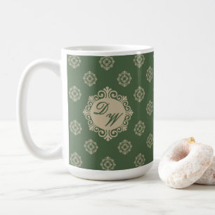 Stylized Foulard Design in Sage Green Coffee Mug