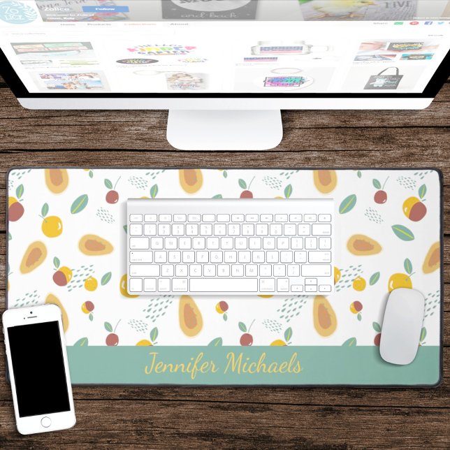 Stylized fruit pattern with name desk mat (Creator Uploaded)
