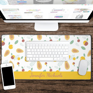 Stylized fruit pattern with name desk mat