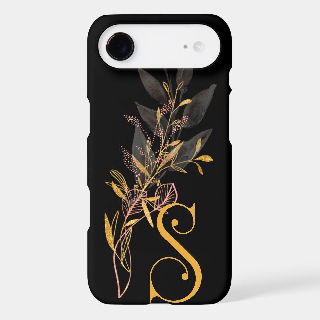Stylized Gold & Black Floral Monogram S (Back)