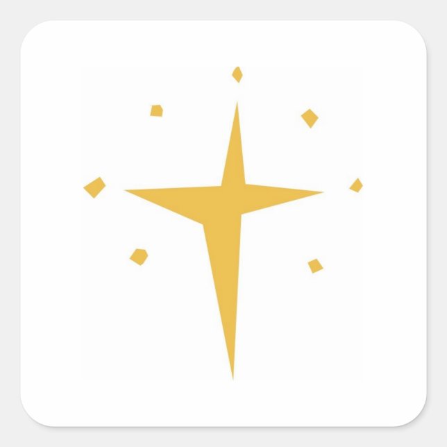 Stylized Gold Star Cross Square Sticker (Front)