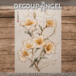 Stylized Golden Flowers - Decoupage - Tissue Paper