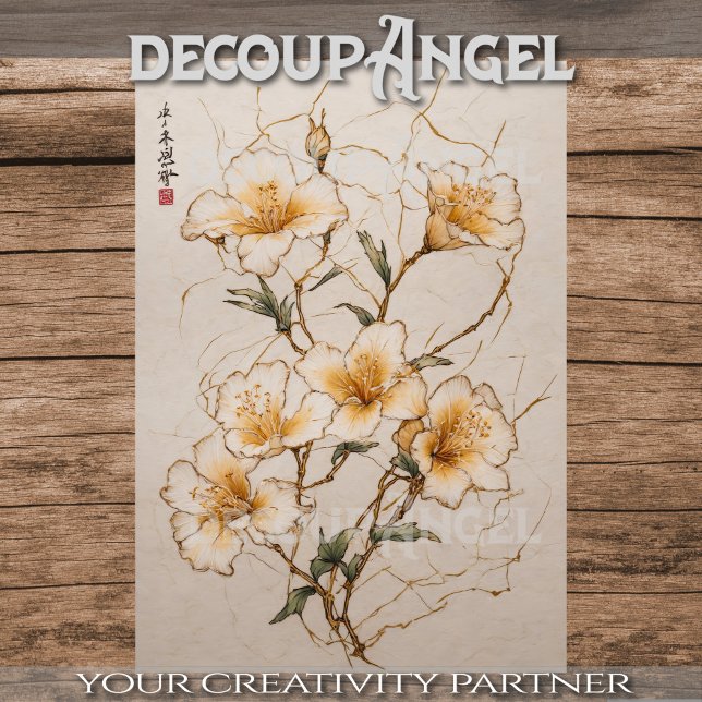 Stylized Golden Flowers - Decoupage - Tissue Paper (Creator Uploaded)