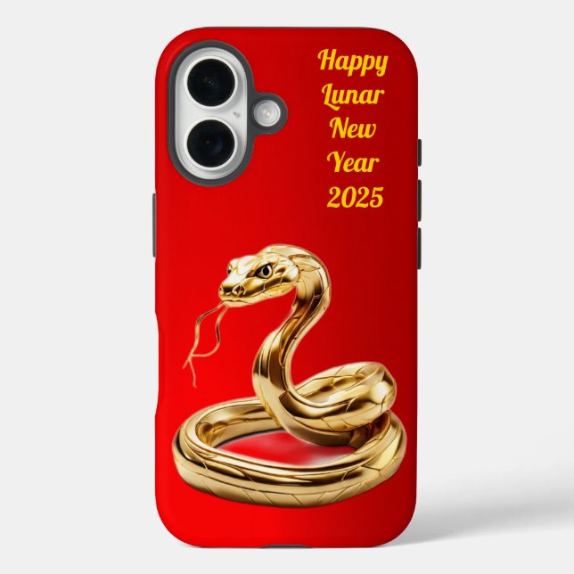 Stylized Golden Snake Happy Lunar New Year Case-Mate iPhone Case (Back)