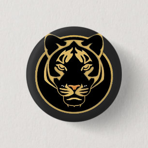Stylized Golden Tiger Logo Design 1 Inch Round Button
