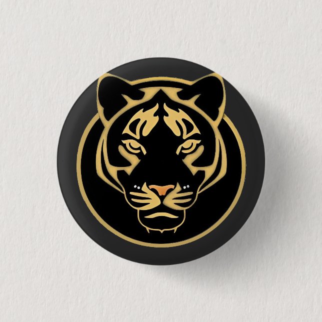 Stylized Golden Tiger Logo Design 1 Inch Round Button (Front)