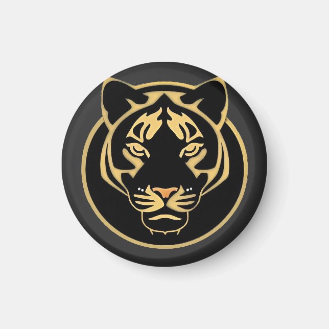Stylized Golden Tiger Logo Design Magnet (Front)