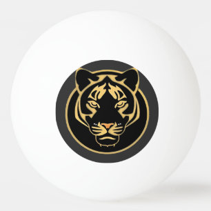 Stylized Golden Tiger Logo Design Ping Pong Ball