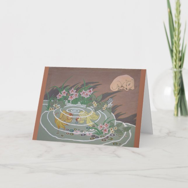 Stylized Goldfish, Dog and Frog Card (Front)