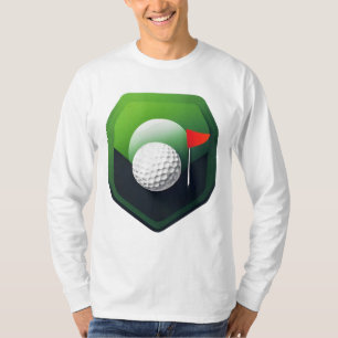 Stylized Golf Ball Icon with Green Background T-Shirt