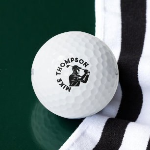Stylized Golf Player with His Name Balls