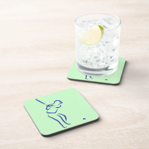 Stylized Golfer Silhouette Cork Coaster