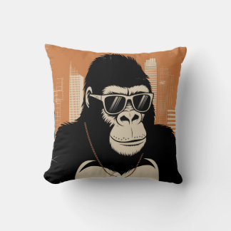 Stylized gorilla  throw pillow