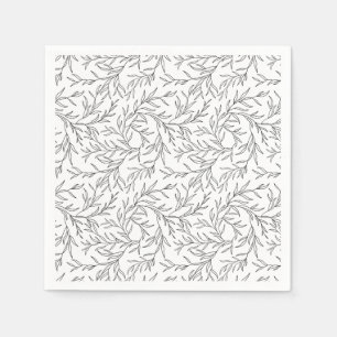 Stylized graceful linear branches with leaves napkin