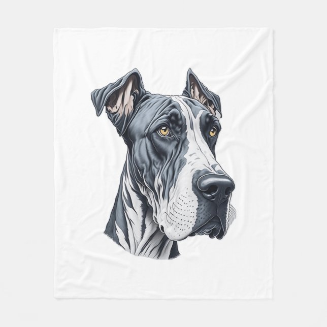 Stylized Great Dane Head  Fleece Blanket (Front)