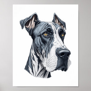 Stylized Great Dane Head Poster