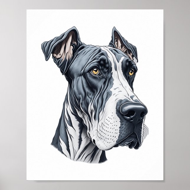 Stylized Great Dane Head  Poster (Front)