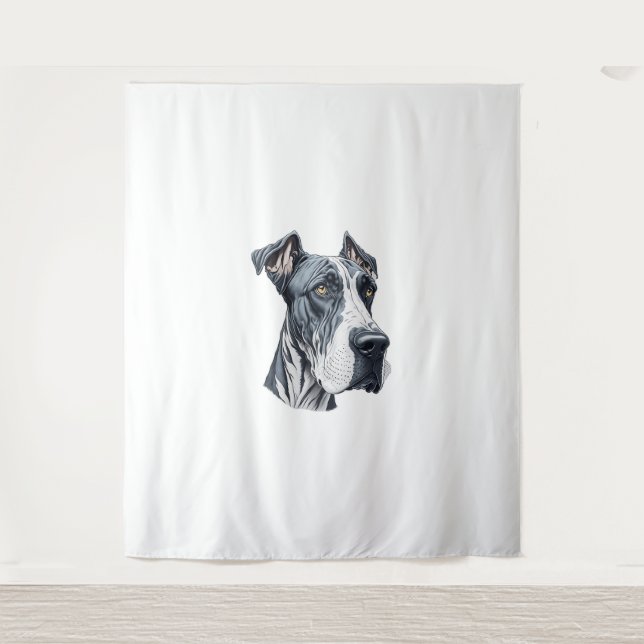 Stylized Great Dane Head  Tapestry (Front)