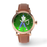 STYLIZED GREEN BLUE GOLFER,GOLF PLAYER MONOGRAM