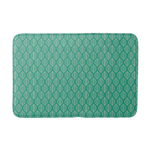 Stylized Green Leaf Pattern Bath Mat