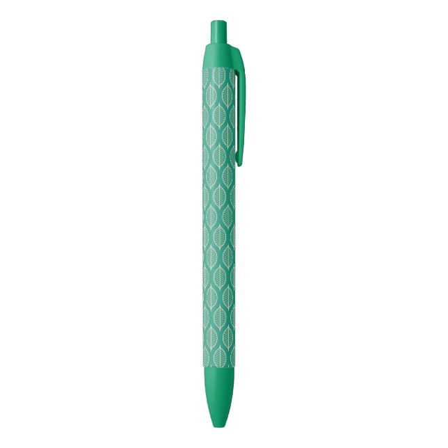 Stylized Green Leaf Pattern Black Ink Pen (Bottom (Vertical))