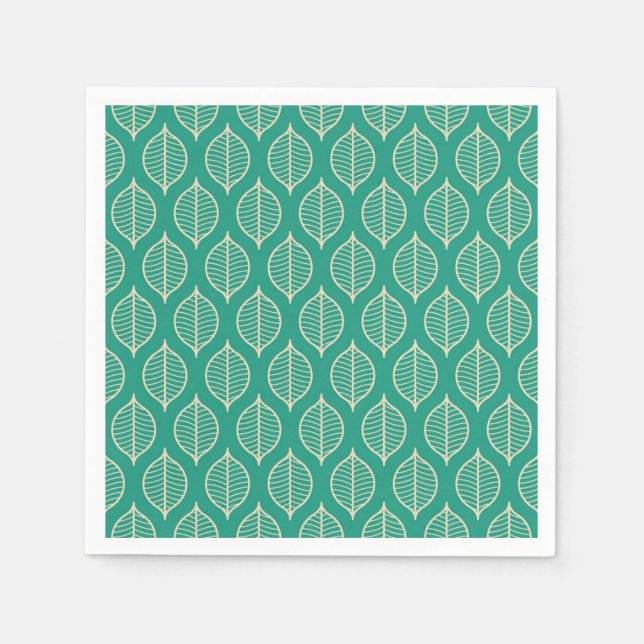 Stylized Green Leaf Pattern Napkin (Front)