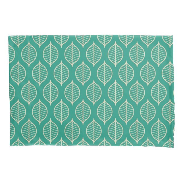 Stylized Green Leaf Pattern Pillowcase (Front-Left)