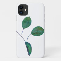 Stylized Green Pear Tree Leaves iPhone 11 Case