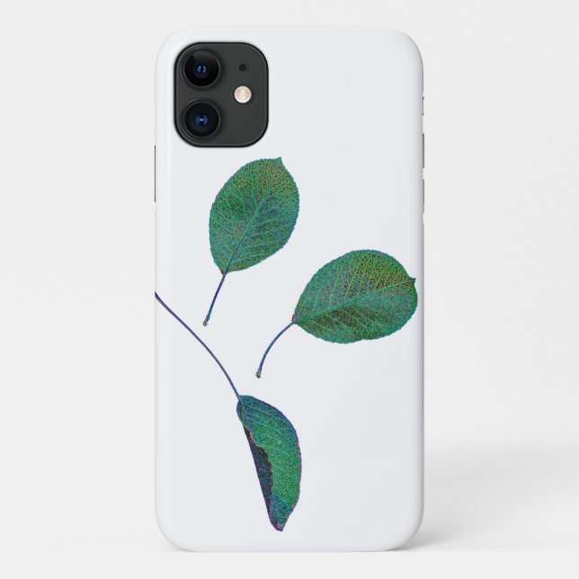 Stylized Green Pear Tree Leaves iPhone 11 Case (Back)