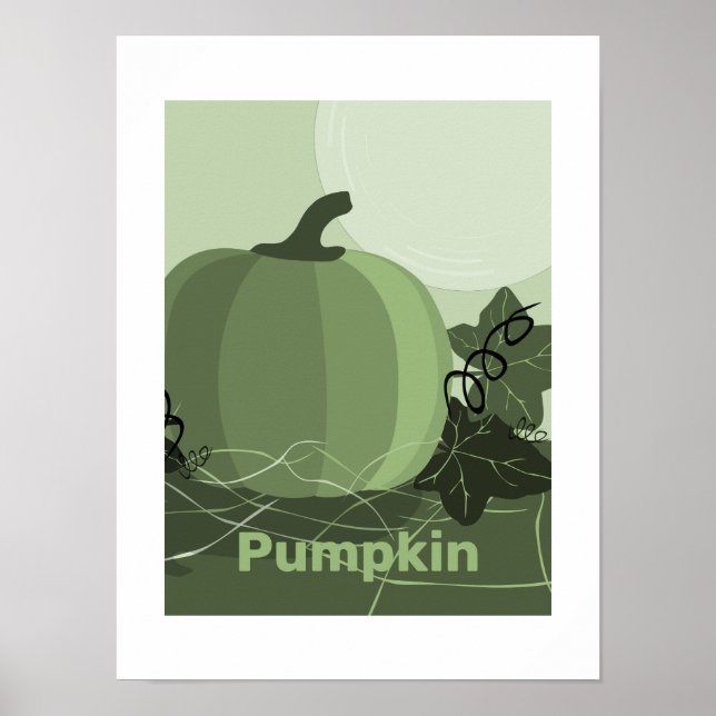 Stylized Green Pumpkin Kitchen Autumn Season Poster (Front)