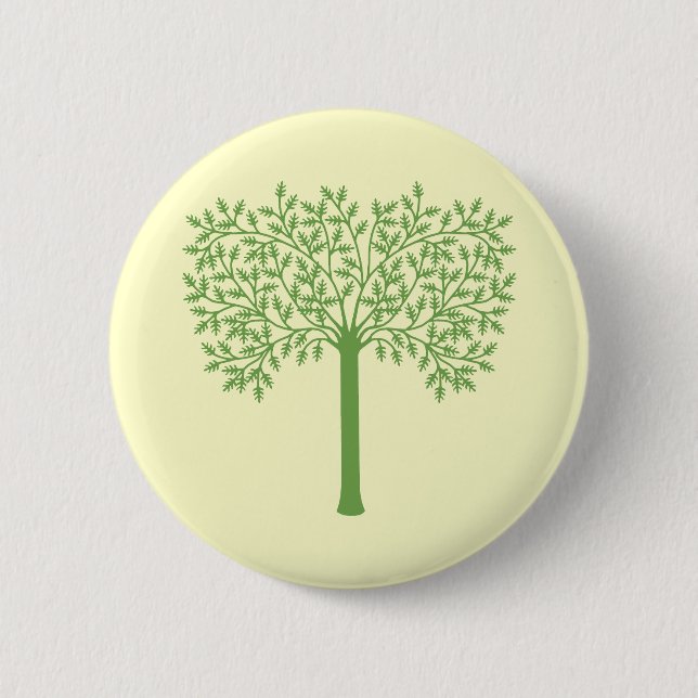 Stylized Green Tree 2 Inch Round Button (Front)