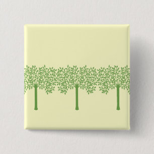 Stylized Green Tree 2 Inch Square Button