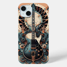 Stylized Guitar art deco Apple iPhone 15 Case
