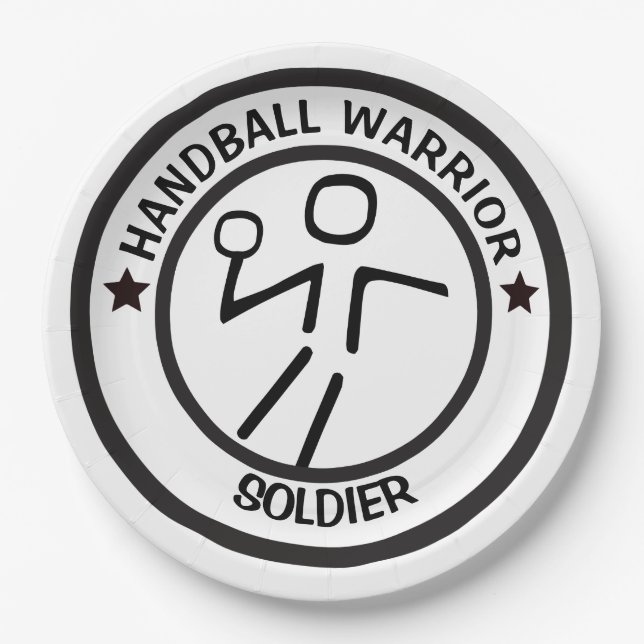 STYLIZED HANDBALL PLAYER PAPER PLATE (Front)