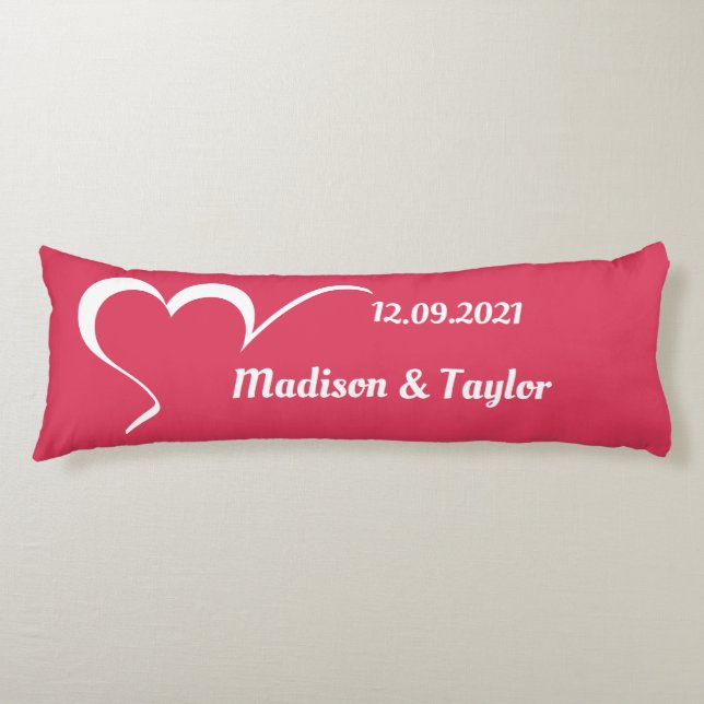 Stylized Heart custom name & colour body pillow (Front)