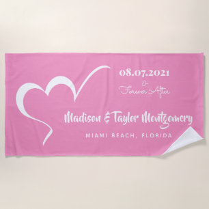 Stylized Heart custom text & colour beach towel