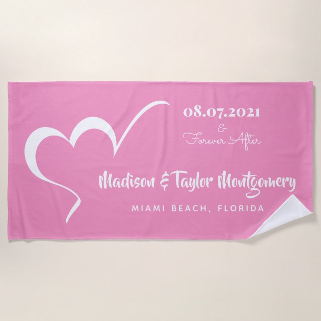Stylized Heart custom text & colour beach towel (Front)
