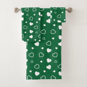 Stylized hearts pattern 6 bath towel set
