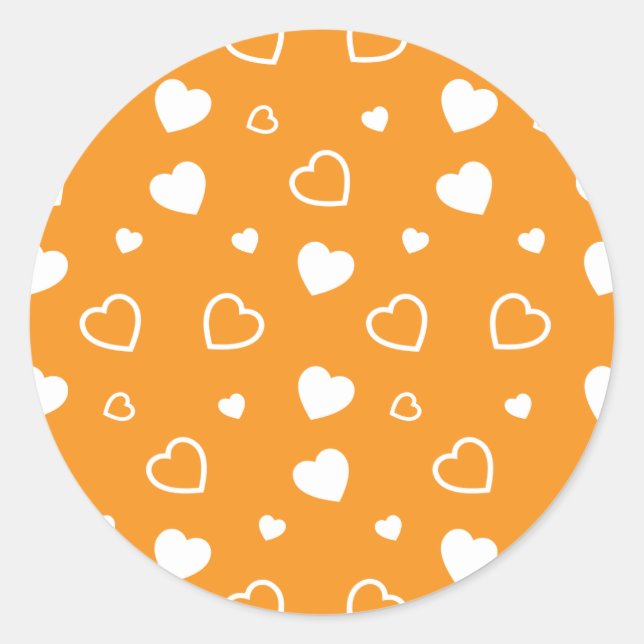 Stylized hearts pattern 8 classic round sticker (Front)