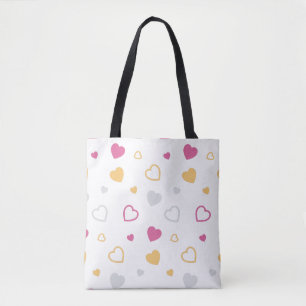 Stylized hearts pattern tote bag
