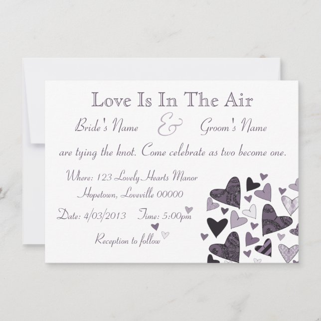 Stylized Hearts Wedding Invitation (Front)