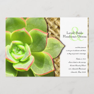 Stylized Hen and Chicks Burlap Wedding Invitation