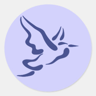 Stylized Heron in Flight Classic Round Sticker