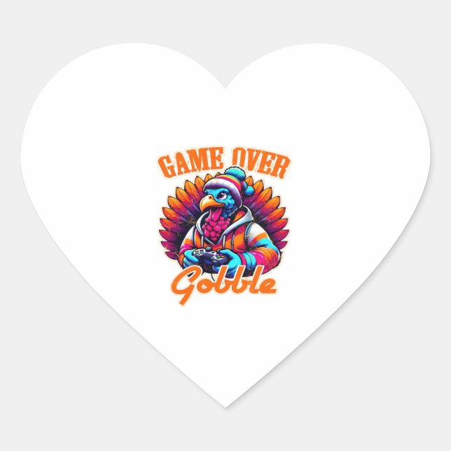 Stylized Hoodie Turkey Gamer with Distressed Orang Heart Sticker (Front)