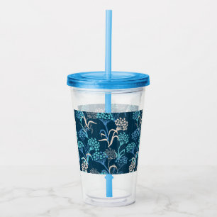 Stylized Hydrangea Floral Pattern - Elegant Blue Acrylic Tumbler