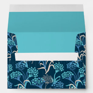 Stylized Hydrangea Floral Pattern - Elegant Blue Envelope