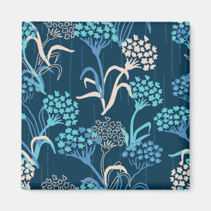Stylized Hydrangea Floral Pattern - Elegant Blue Magnet