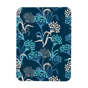 Stylized Hydrangea Floral Pattern - Elegant Blue Magnet