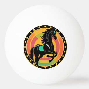 Stylized Illustration of a Black Horse Ping Pong Ball